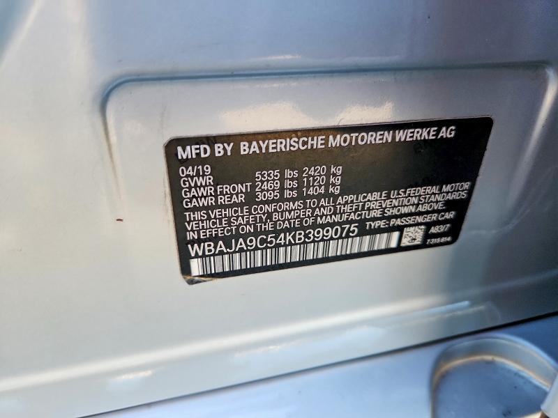 Продажа на аукционе авто 2019 Bmw 530e, vin: WBAJA9C54KB399075, номер лота: 56316166