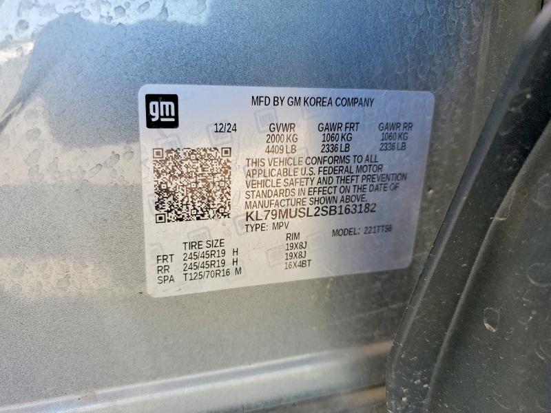 2025 Chevrolet Trailblazer მანქანა იყიდება აუქციონზე, vin: KL79MUSL2SB163182, აუქციონის ნომერი: 58982146