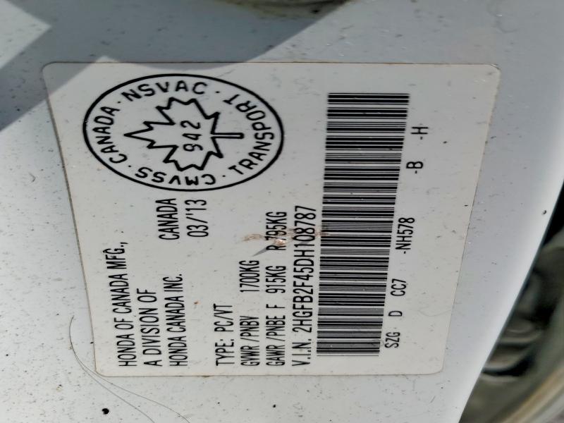 Aukcja sprzedaży 2013 Honda Civic, vin: 2HGFB2F45DH108787, numer aukcji: 55852296