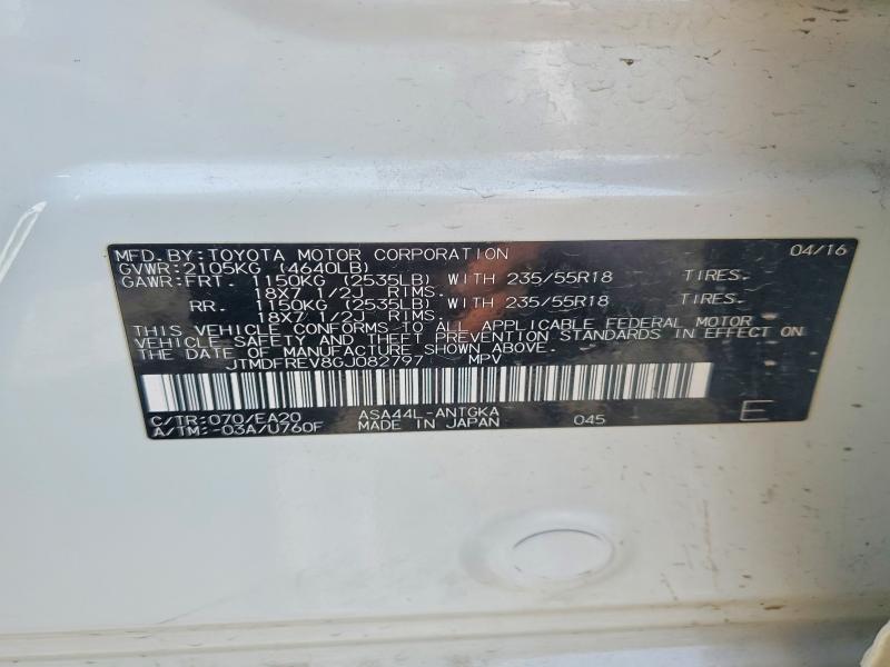 57554436 :رقم المزاد ، JTMDFREV8GJ082797 vin ، 2016 Toyota Rav4 مزاد بيع