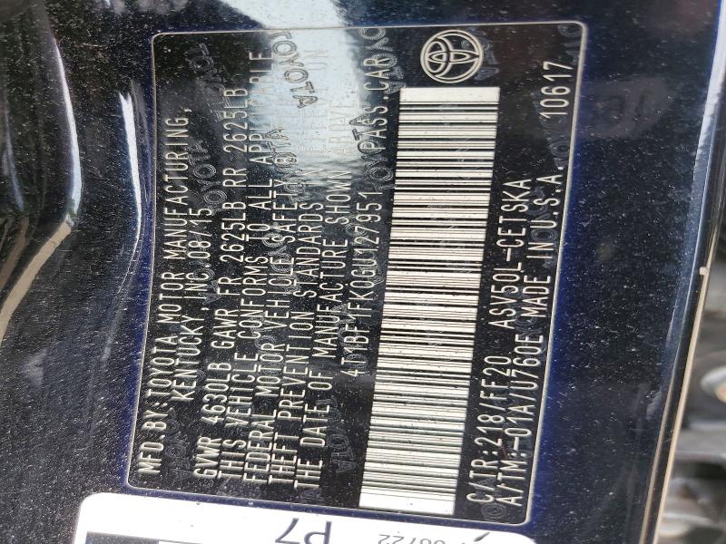 Продажа на аукционе авто 2016 Toyota Camry, vin: 4T1BF1FK0GU127951, номер лота: 58650856