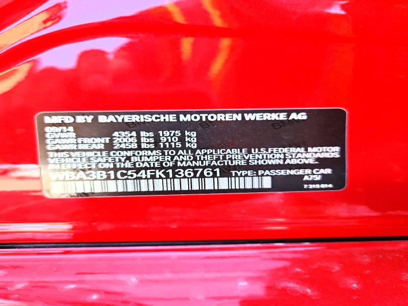 2015 Bmw 320 მანქანა იყიდება აუქციონზე, vin: WBA3B1C54FK136761, აუქციონის ნომერი: 55644026
