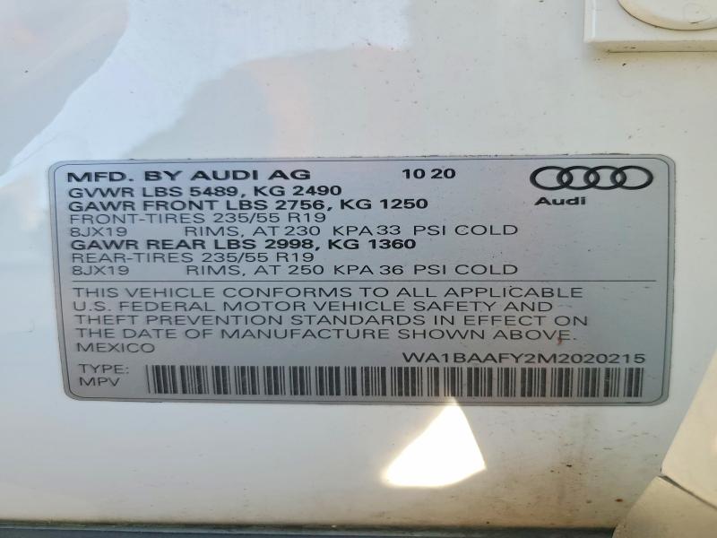 Продаж на аукціоні авто 2021 Audi Q5, vin: WA1BAAFY2M2020215, номер лоту: 57320546