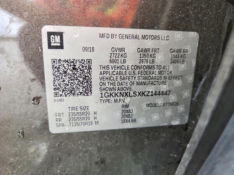 56106446 :رقم المزاد ، 1GKKNXLSXKZ144447 vin ، 2019 Gmc Acadia مزاد بيع