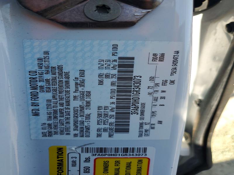 Продажа на аукционе авто 2016 Ford Fusion, vin: 3FA6P0HD1GR343073, номер лота: 58754906