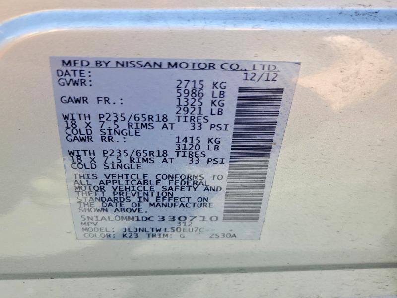 2013 Infiniti Jx35 მანქანა იყიდება აუქციონზე, vin: 5N1AL0MM1DC330710, აუქციონის ნომერი: 56171366