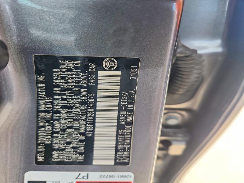 2016 Toyota Camry მანქანა იყიდება აუქციონზე, vin: 4T1BF1FK2GU143679, აუქციონის ნომერი: 57728366