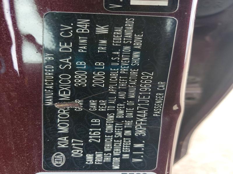 Продаж на аукціоні авто 2018 Kia Forte, vin: 3KPFK4A71JE196692, номер лоту: 58267546