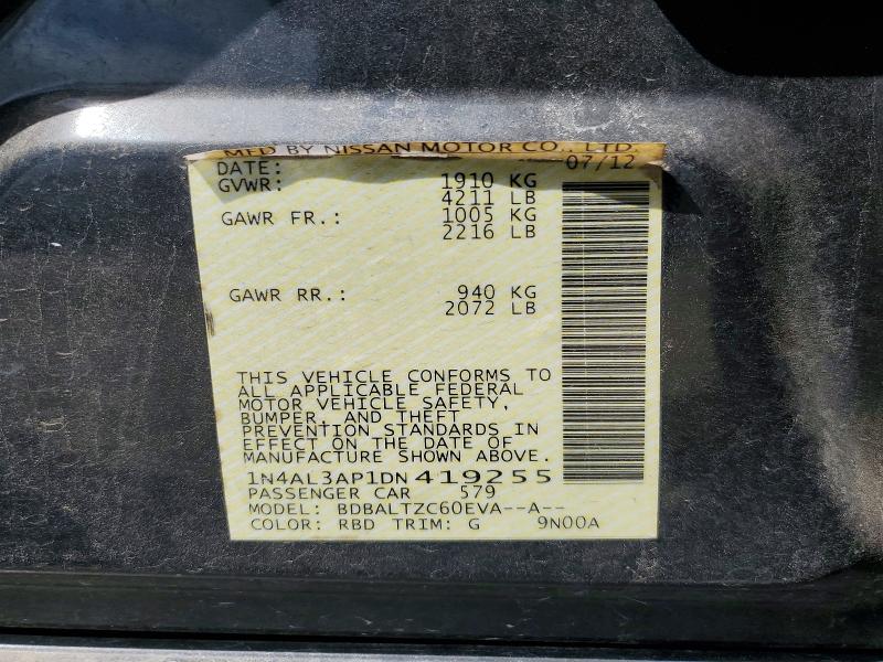 Продажа на аукционе авто 2013 Nissan Altima, vin: 1N4AL3AP1DN419255, номер лота: 59181916