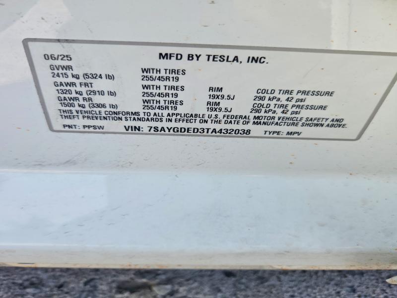 Продаж на аукціоні авто 2026 Tesla Y, vin: 7SAYGDED3TA432038, номер лоту: 56862266