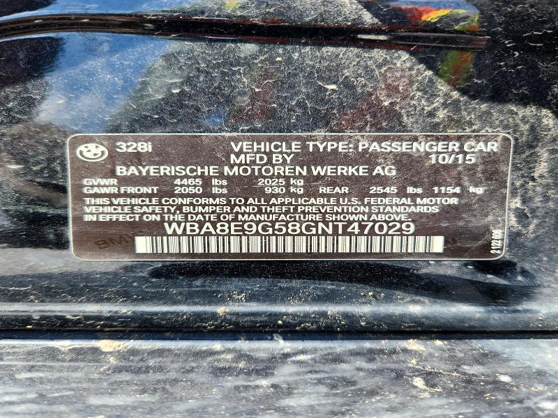 Aukcja sprzedaży 2016 Bmw 328, vin: WBA8E9G58GNT47029, numer aukcji: 56708086