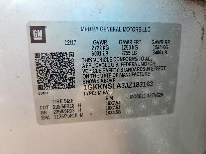 2018 Gmc Acadia მანქანა იყიდება აუქციონზე, vin: 1GKKNSLA3JZ183163, აუქციონის ნომერი: 56750956