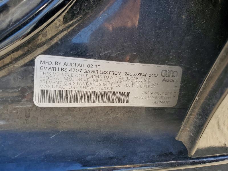 Aukcja sprzedaży 2010 Audi A4, vin: WAUEFAFL0AN053309, numer aukcji: 57594586