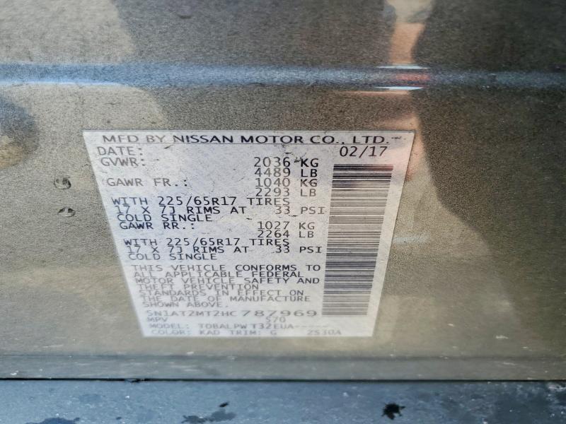 55795486 :رقم المزاد ، 5N1AT2MT2HC787969 vin ، 2017 Nissan Rogue مزاد بيع