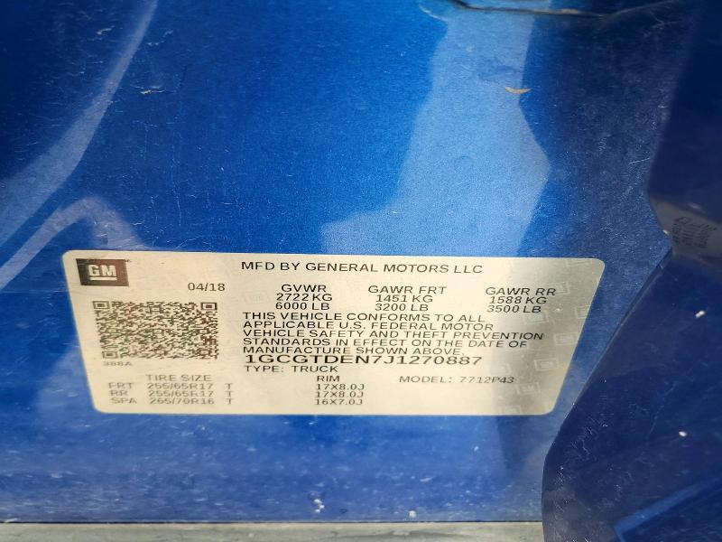 Продаж на аукціоні авто 2018 Chevrolet Colorado, vin: 1GCGTDEN7J1270887, номер лоту: 57900646