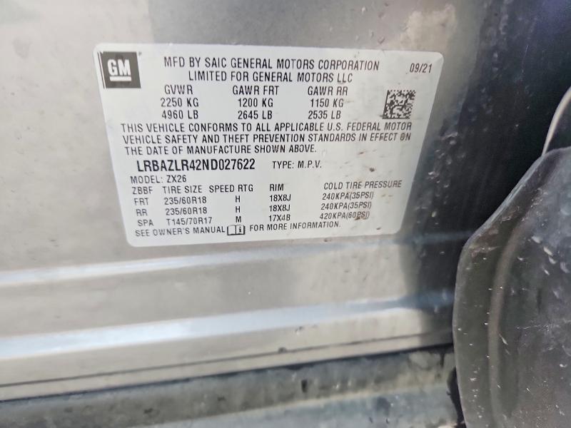 Продажа на аукционе авто 2022 Buick Envision, vin: LRBAZLR42ND027622, номер лота: 58554436