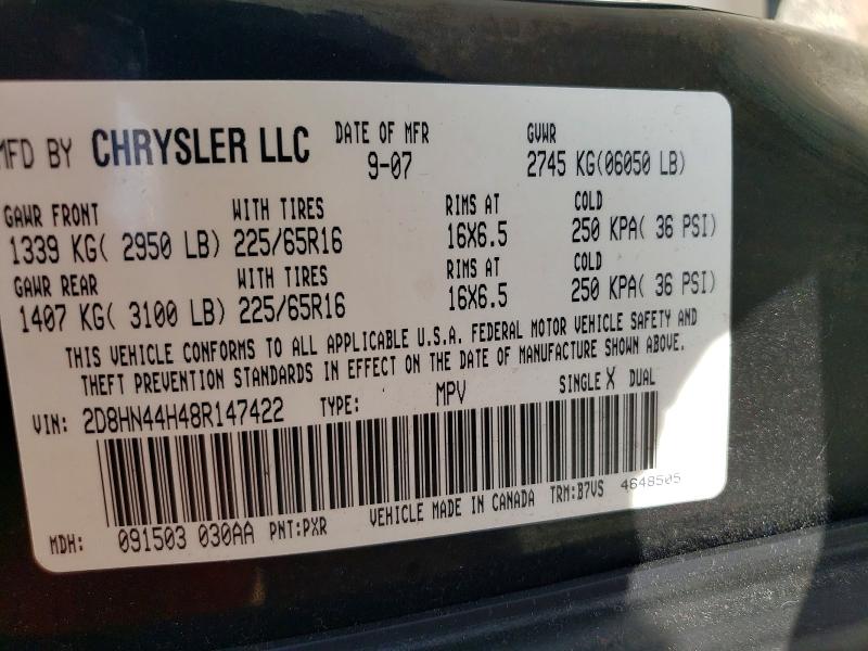 2008 Dodge Grand Caravan მანქანა იყიდება აუქციონზე, vin: 2D8HN44H48R147422, აუქციონის ნომერი: 57417806