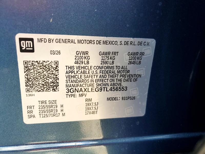 57319286 :رقم المزاد ، 3GNAXLEG9TL456553 vin ، 2026 Chevrolet Equinox مزاد بيع