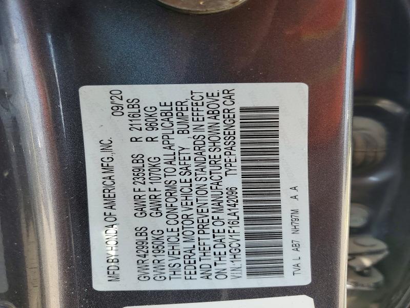 Продаж на аукціоні авто 2020 Honda Accord, vin: 1HGCV1F16LA142096, номер лоту: 55774416
