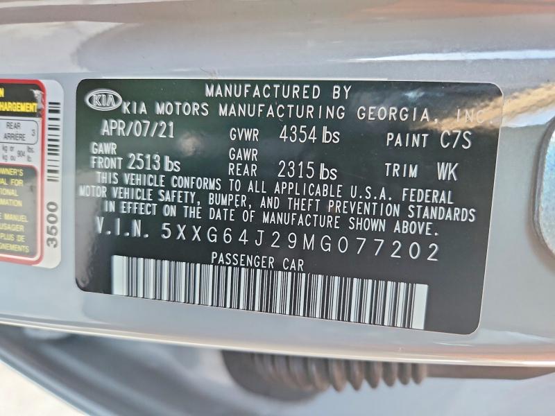 54836696 :رقم المزاد ، 5XXG64J29MG077202 vin ، 2021 Kia K5 مزاد بيع