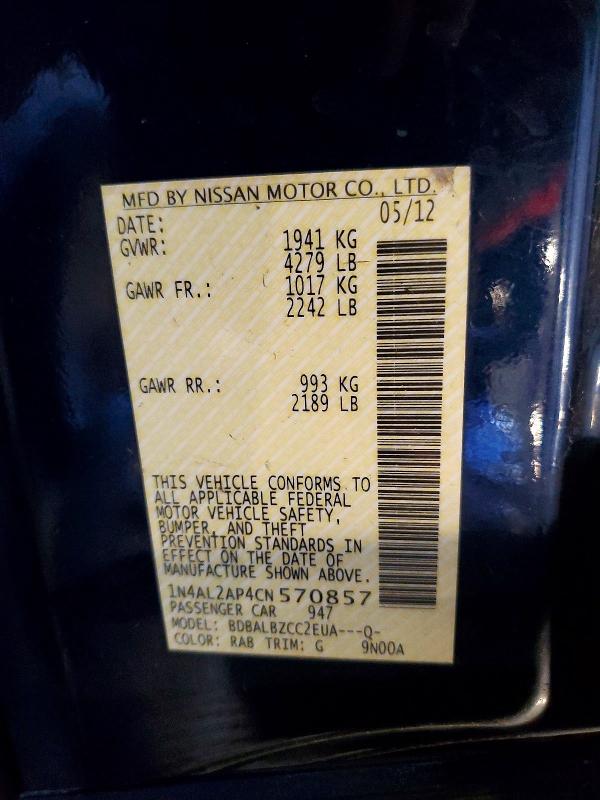 Aukcja sprzedaży 2012 Nissan Altima, vin: 1N4AL2AP4CN570857, numer aukcji: 57196766