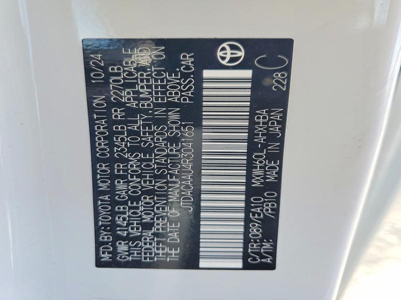 56861586 :رقم المزاد ، JTDACAAU4R3041651 vin ، 2024 Toyota Prius مزاد بيع