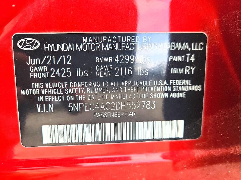 Aukcja sprzedaży 2013 Hyundai Sonata, vin: 5NPEC4AC2DH552783, numer aukcji: 56061936