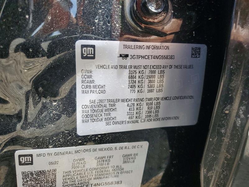 Продаж на аукціоні авто 2022 Gmc Sierra, vin: 3GTPHCET4NG558383, номер лоту: 55604006