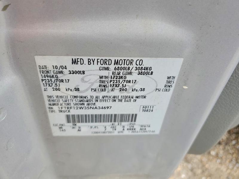 54698956 :رقم المزاد ، 1FTRF12W35NA34697 vin ، 2005 Ford F150 مزاد بيع