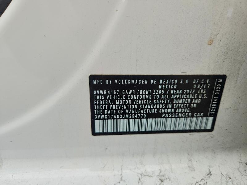 56243836 :رقم المزاد ، 3VWG17AUXJM254770 vin ، 2018 Volkswagen Golf مزاد بيع