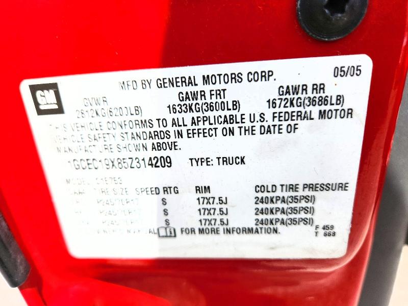 2005 Chevrolet Silverado მანქანა იყიდება აუქციონზე, vin: 1GCEC19X85Z314209, აუქციონის ნომერი: 57577956