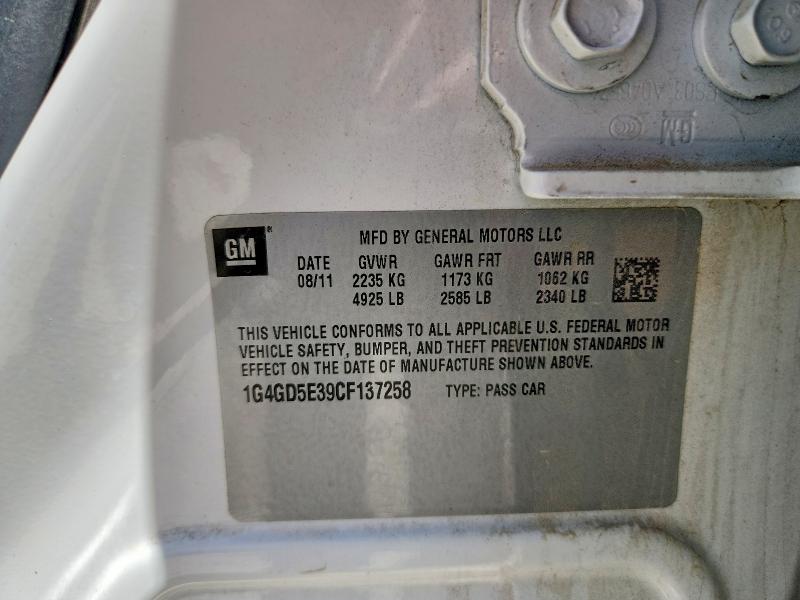 Auction sale of the 2012 Buick Lacrosse, vin: 1G4GD5E39CF137258, lot number: 56644476