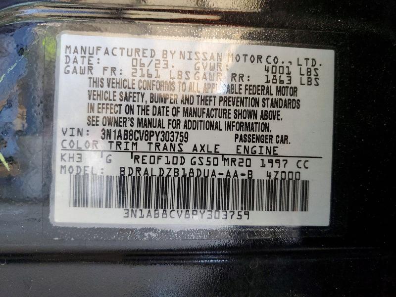 Продажа на аукционе авто 2023 Nissan Sentra, vin: 3N1AB8CV8PY303759, номер лота: 56358676