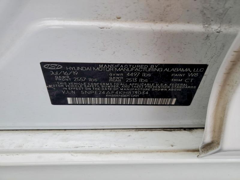 56329606 :رقم المزاد ، 5NPE24AF4KH813034 vin ، 2019 Hyundai Sonata مزاد بيع