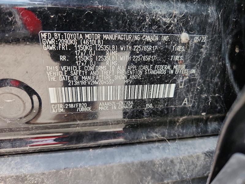 Aukcja sprzedaży 2022 Toyota Rav4, vin: 2T3H1RFV2NW204597, numer aukcji: 55164776