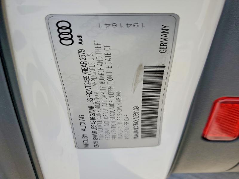 59166416 :رقم المزاد ، WAUANCF5XKA059139 vin ، 2019 Audi A5 مزاد بيع