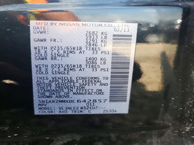 Продаж на аукціоні авто 2013 Nissan Pathfinder, vin: 5N1AR2MMXDC642857, номер лоту: 56403016