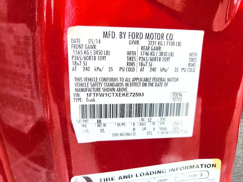 56647676 :رقم المزاد ، 1FTFW1CTXEKE72593 vin ، 2014 Ford F150 مزاد بيع
