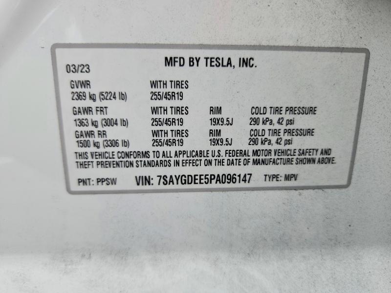 2023 Tesla Model Y მანქანა იყიდება აუქციონზე, vin: 7SAYGDEE5PA096147, აუქციონის ნომერი: 85460855