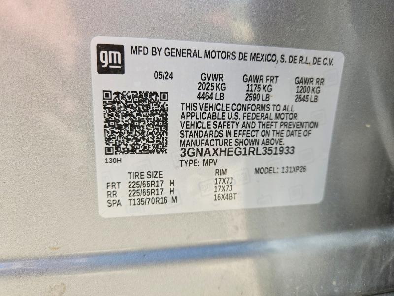 Продажа на аукционе авто 2024 Chevrolet Equinox, vin: 3GNAXHEG1RL351933, номер лота: 56343526
