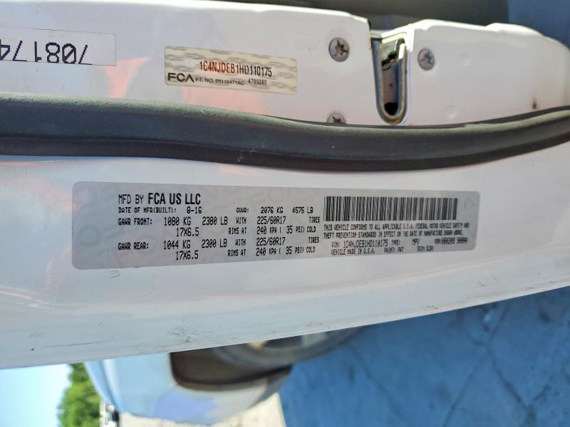 Продажа на аукционе авто 2017 Jeep Compass, vin: 1C4NJDEB1HD110175, номер лота: 55806156