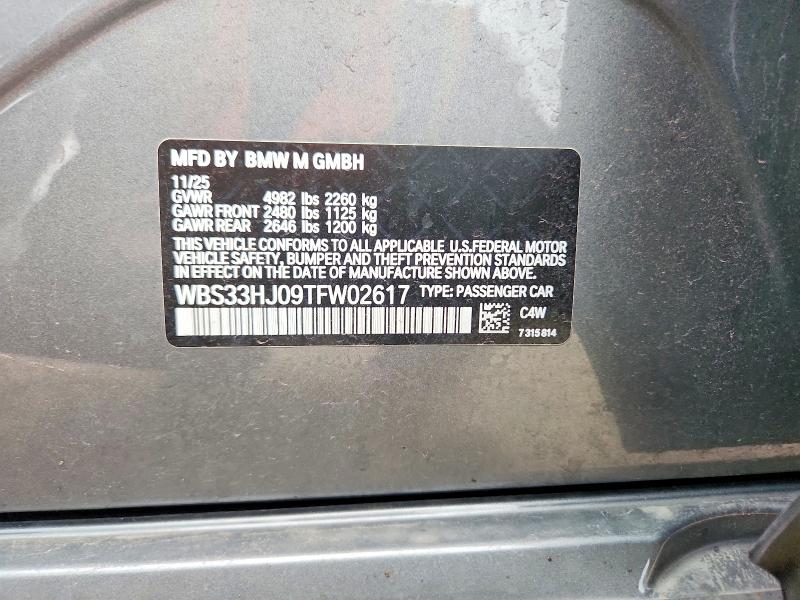 Продажа на аукционе авто 2026 Bmw M3, vin: WBS33HJ09TFW02617, номер лота: 58589206