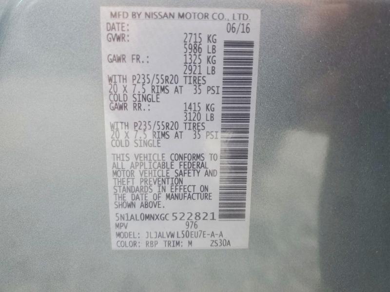 Aukcja sprzedaży 2016 Infiniti Qx60, vin: 5N1AL0MNXGC522821, numer aukcji: 57562996