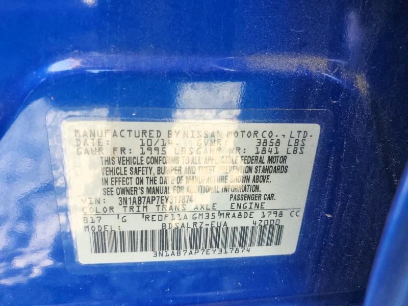 Продажа на аукционе авто 2014 Nissan Sentra, vin: 3N1AB7AP7EY317874, номер лота: 85965625