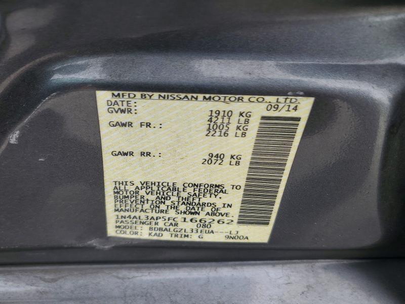 2015 Nissan Altima მანქანა იყიდება აუქციონზე, vin: 1N4AL3AP5FC166262, აუქციონის ნომერი: 56614716