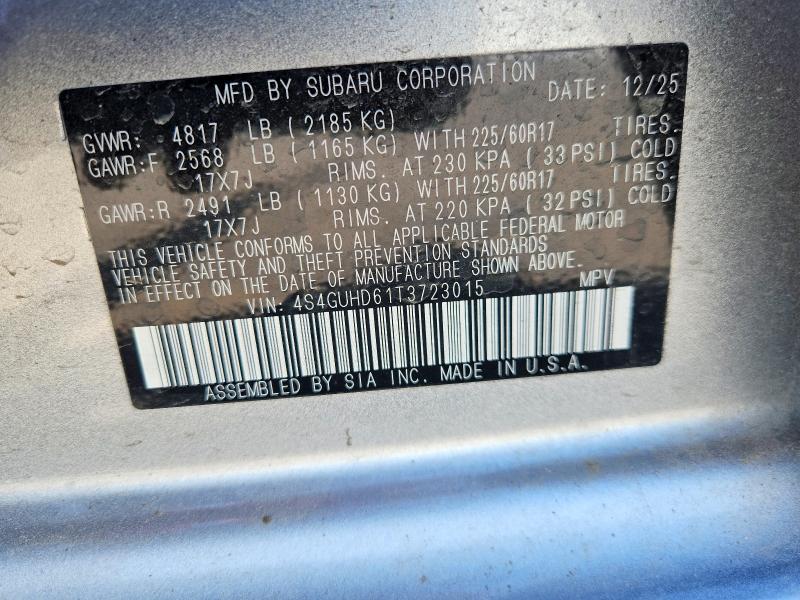 2026 Subaru Crosstrek მანქანა იყიდება აუქციონზე, vin: 4S4GUHD61T3723015, აუქციონის ნომერი: 55417116