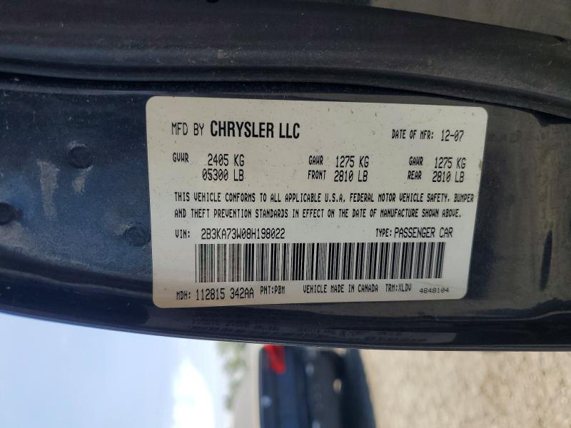 56358106 :رقم المزاد ، 2B3KA73W08H198022 vin ، 2008 Dodge Charger مزاد بيع