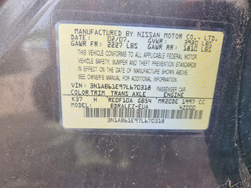 Продажа на аукционе авто 2007 Nissan Sentra, vin: 3N1AB61E97L670318, номер лота: 55561426