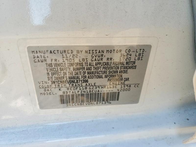Продаж на аукціоні авто 2022 Nissan Versa, vin: 3N1CN8EV0NL871396, номер лоту: 58274676