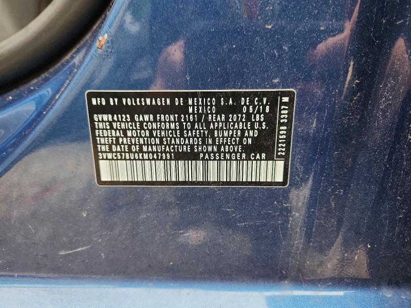 Aukcja sprzedaży 2019 Volkswagen Jetta, vin: 3VWC57BU6KM047991, numer aukcji: 57206016